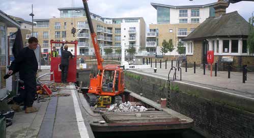 Ramped WHH barge enabling plant access from the towpath
